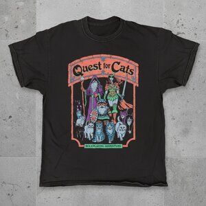 Quest for Cats Vintage Graphic Tee – RPG Fantasy Cat Lover Shirt